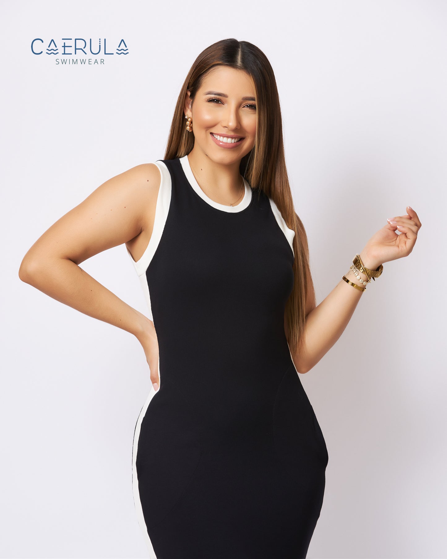 Vestido corto Bicolor negro